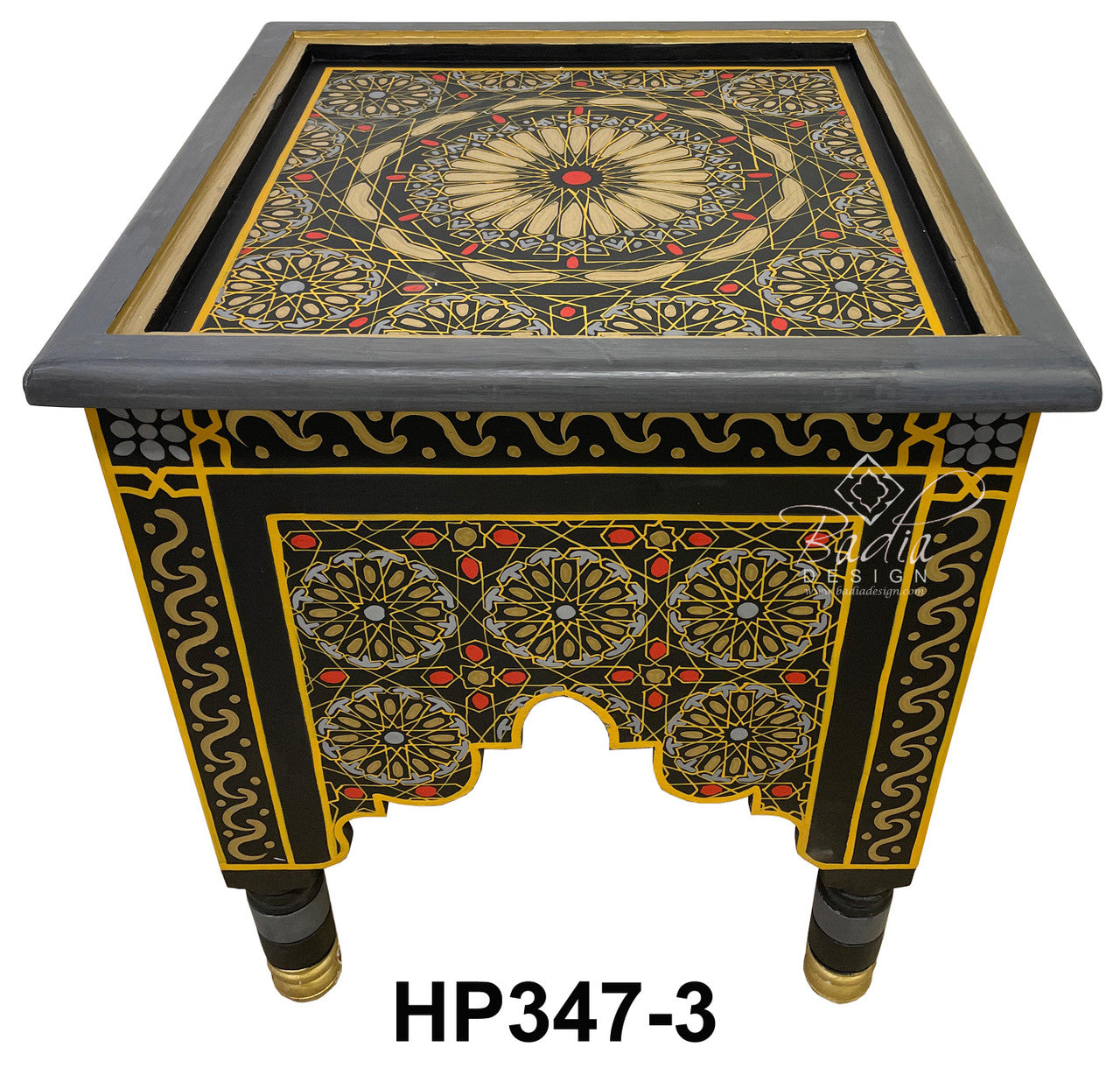 Vivid Color Hand Painted Square Side Table