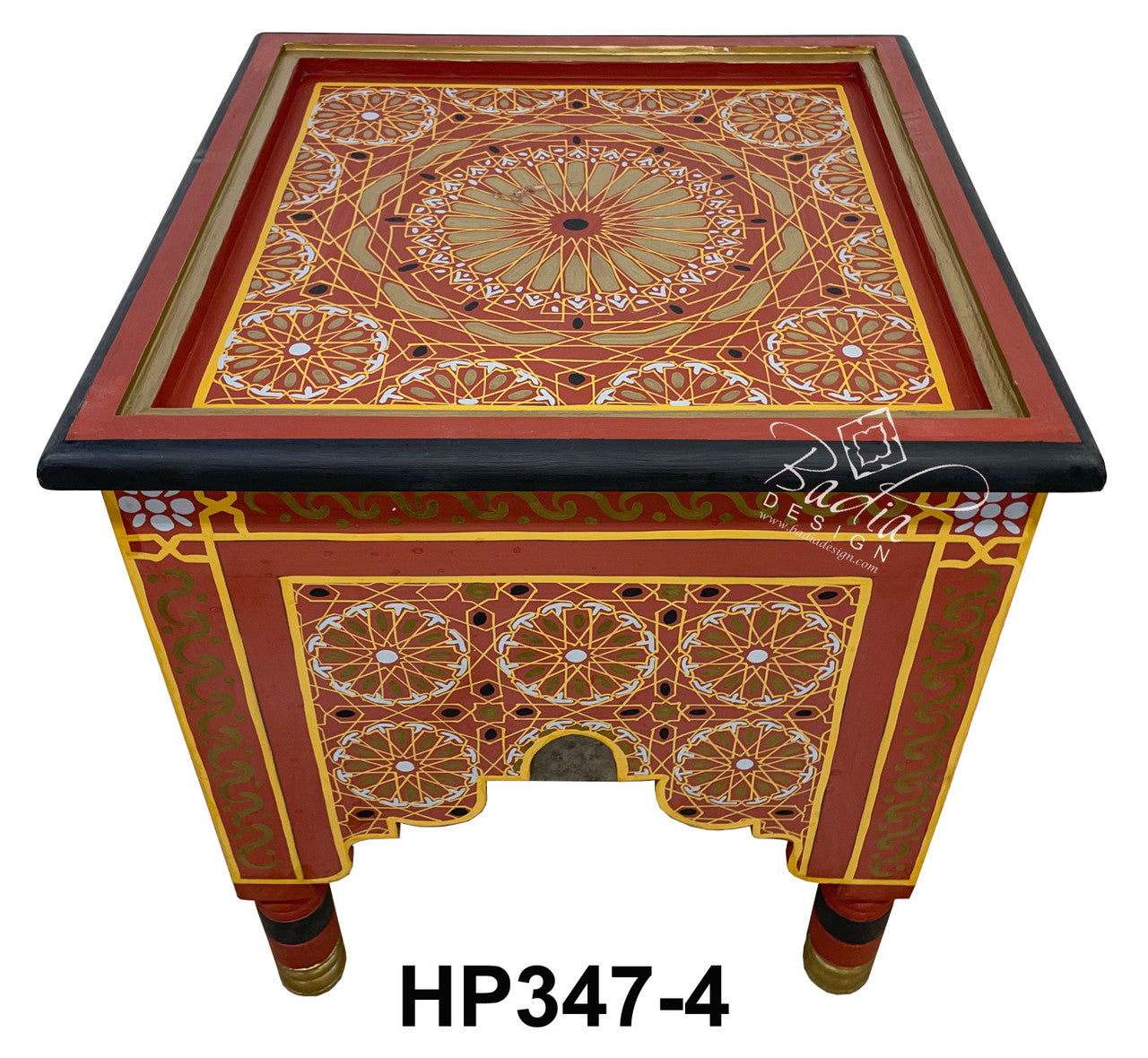 Vivid Color Hand Painted Square Side Table