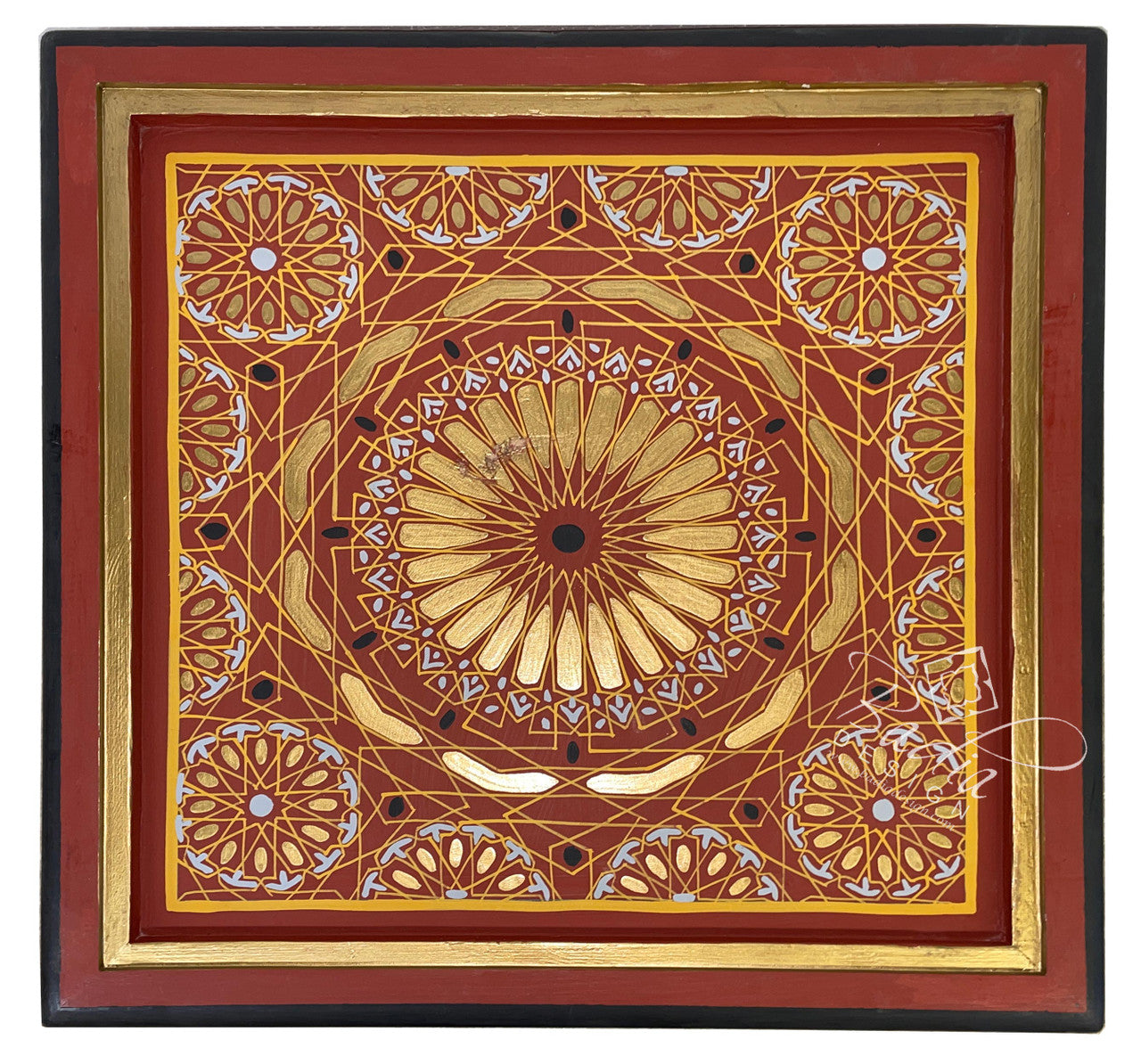 Vivid Color Hand Painted Square Side Table