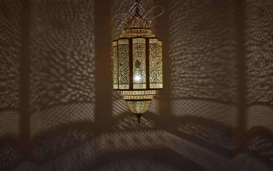 Intricately Designed Brass Chandelier