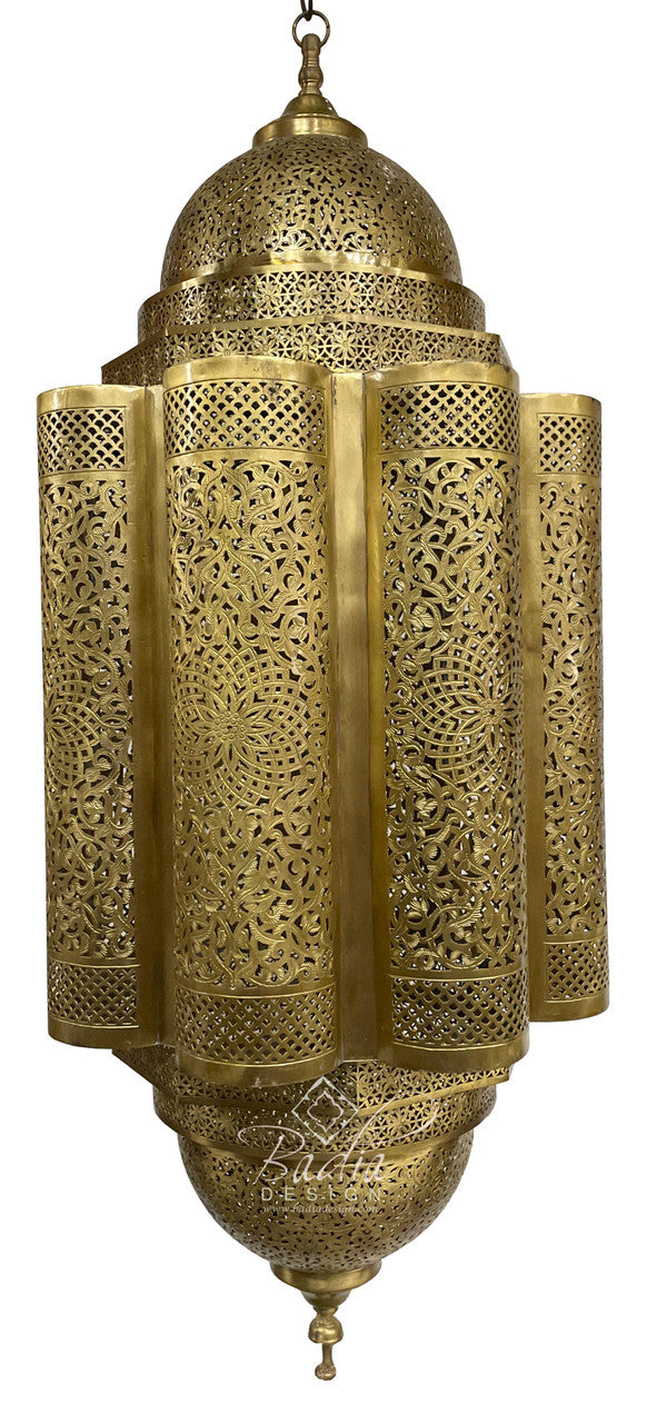 Intricately Designed Brass Chandelier