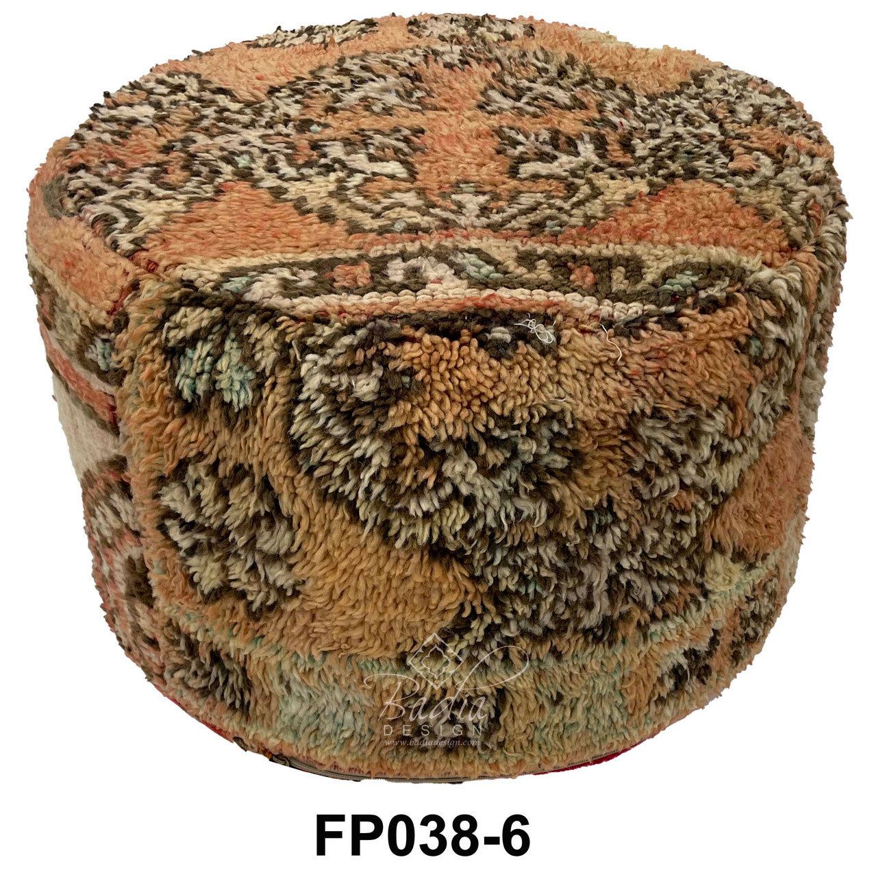 Handmade Wool Moroccan Round Kilim Ottoman