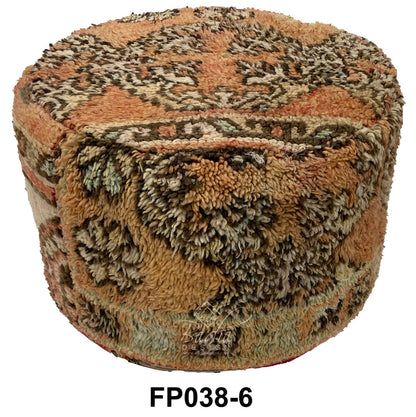 Handmade Wool Moroccan Round Kilim Ottoman