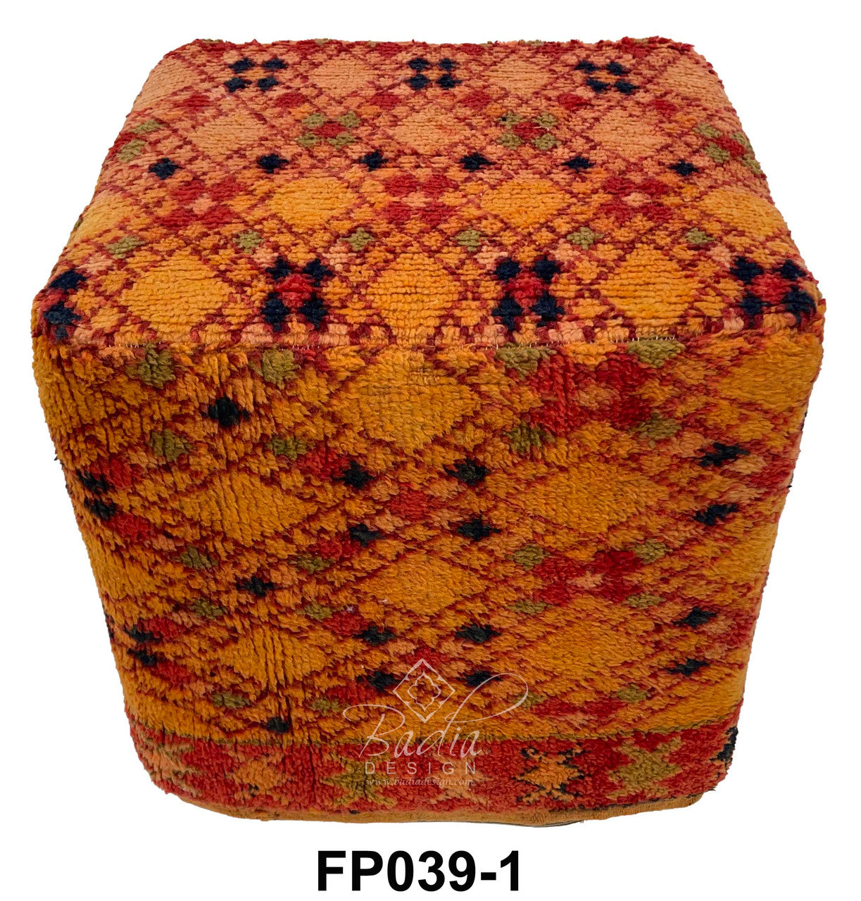 Handwoven Wool Square Shaped Kilim Ottoman