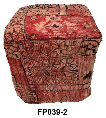 Handwoven Wool Square Shaped Kilim Ottoman