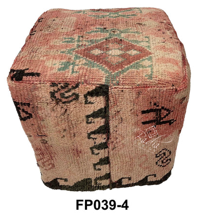 Handwoven Wool Square Shaped Kilim Ottoman