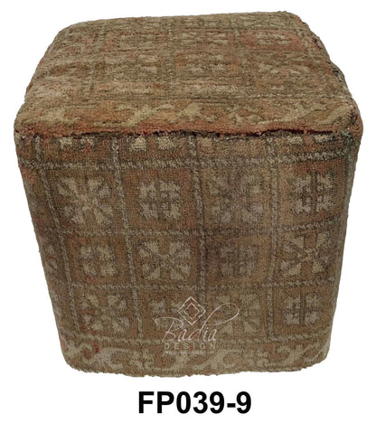 Handwoven Wool Square Shaped Kilim Ottoman