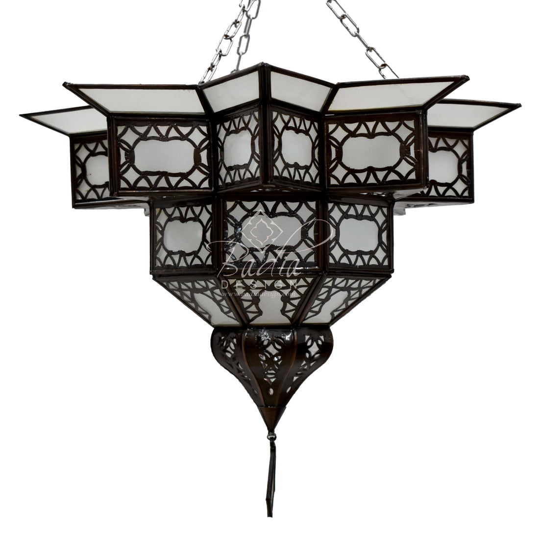 Hanging Lantern with White Glass