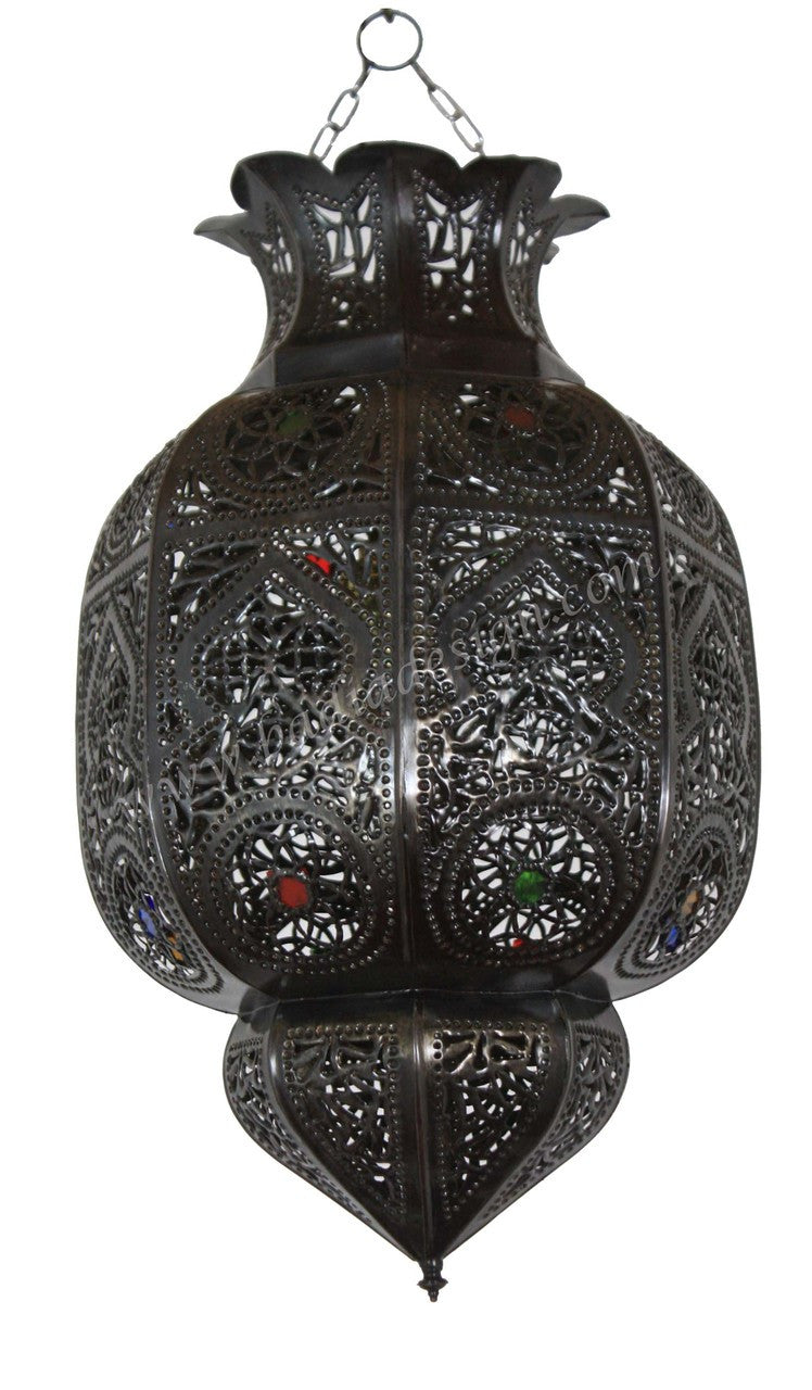 Hanging Lantern with Multi Color Glass