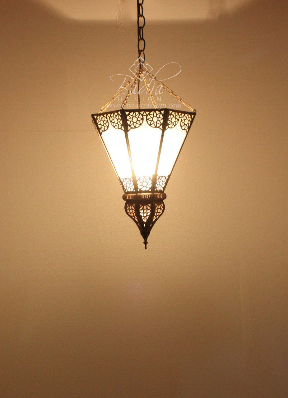 Hanging Lantern with White Glass
