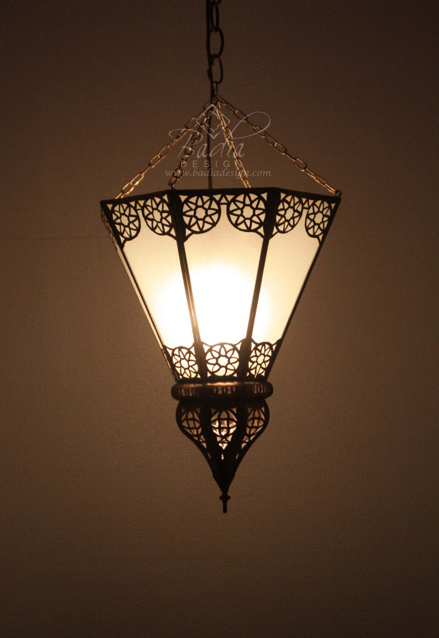 Hanging Lantern with White Glass