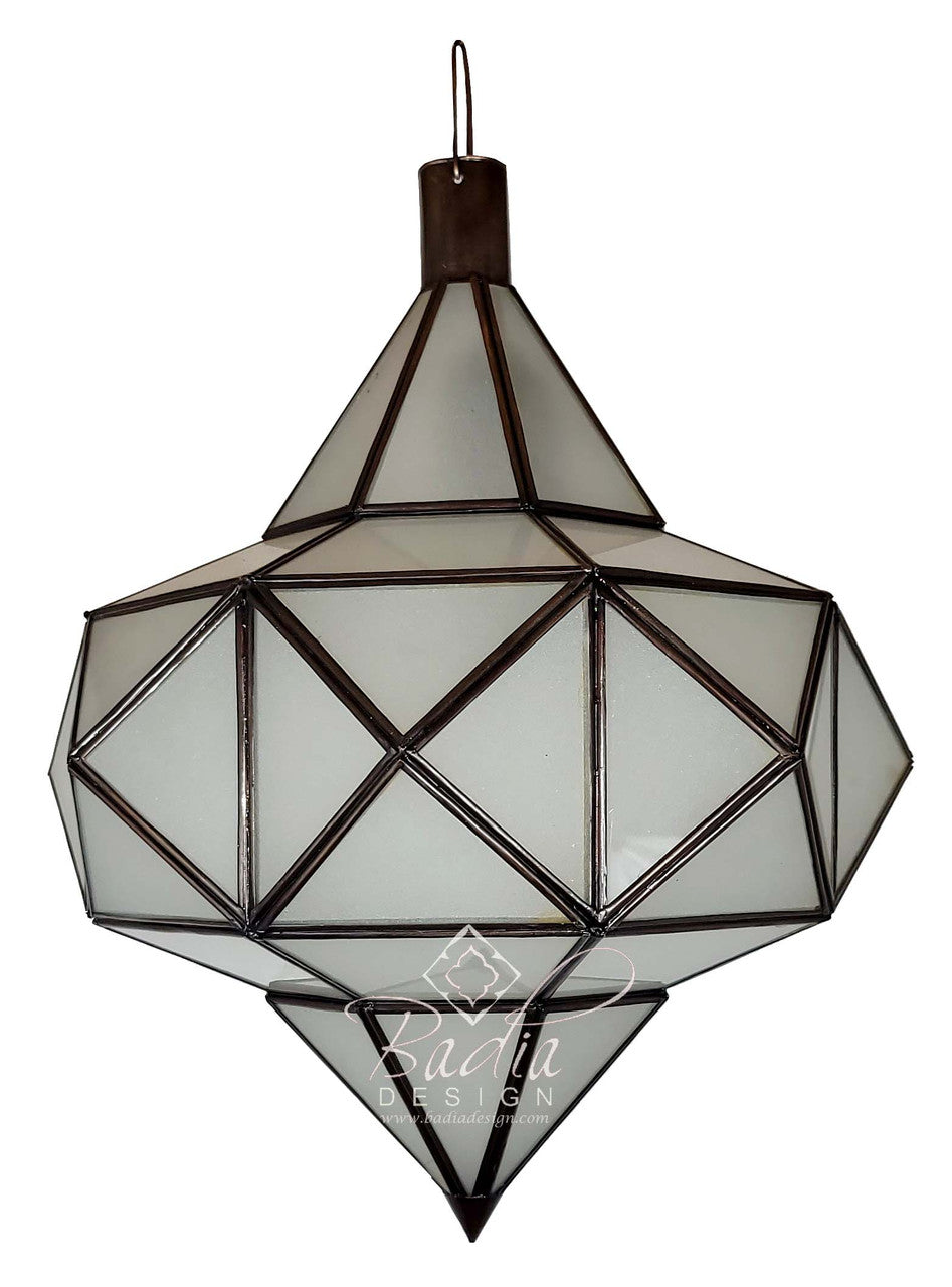 Hanging White Glass Lantern