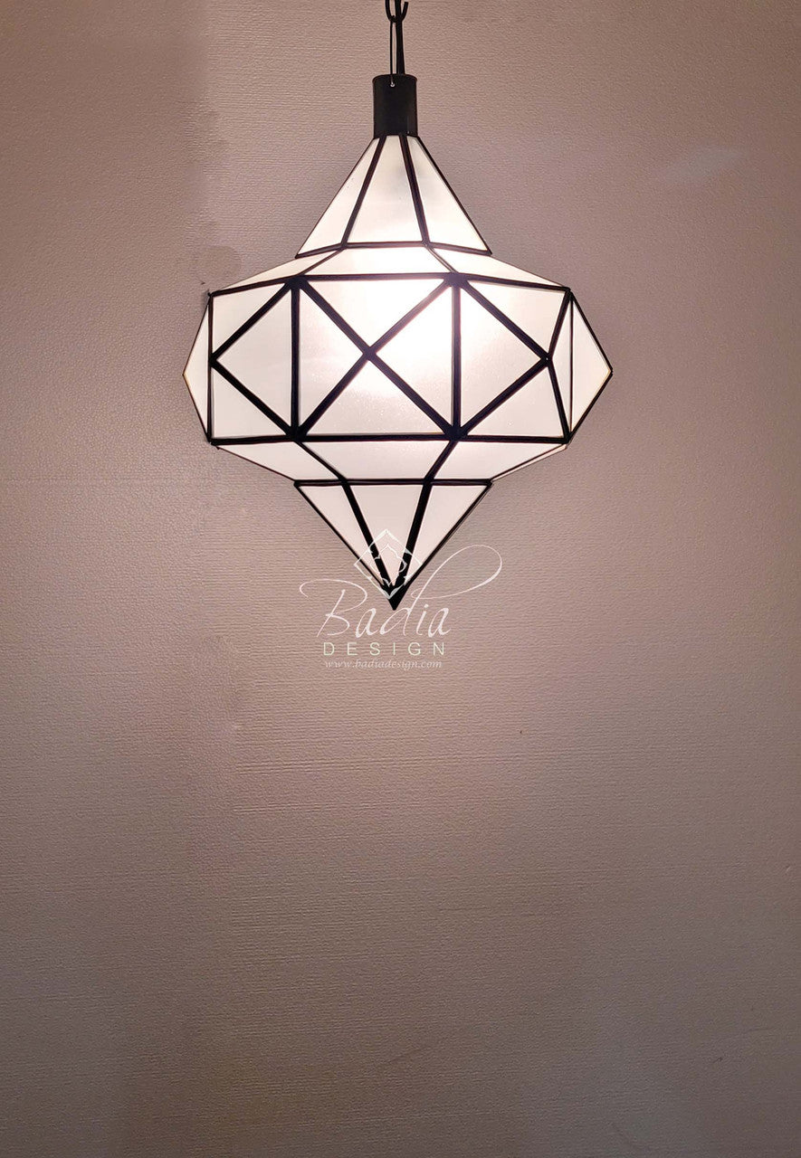 Hanging White Glass Lantern