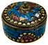 Round Moroccan Blue Resin Jewelry Box with Inlay Design