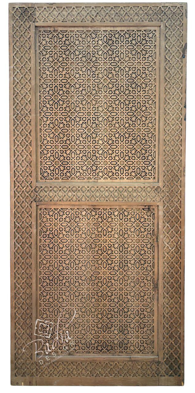 Moroccan Designed Hand Carved Wooden Door