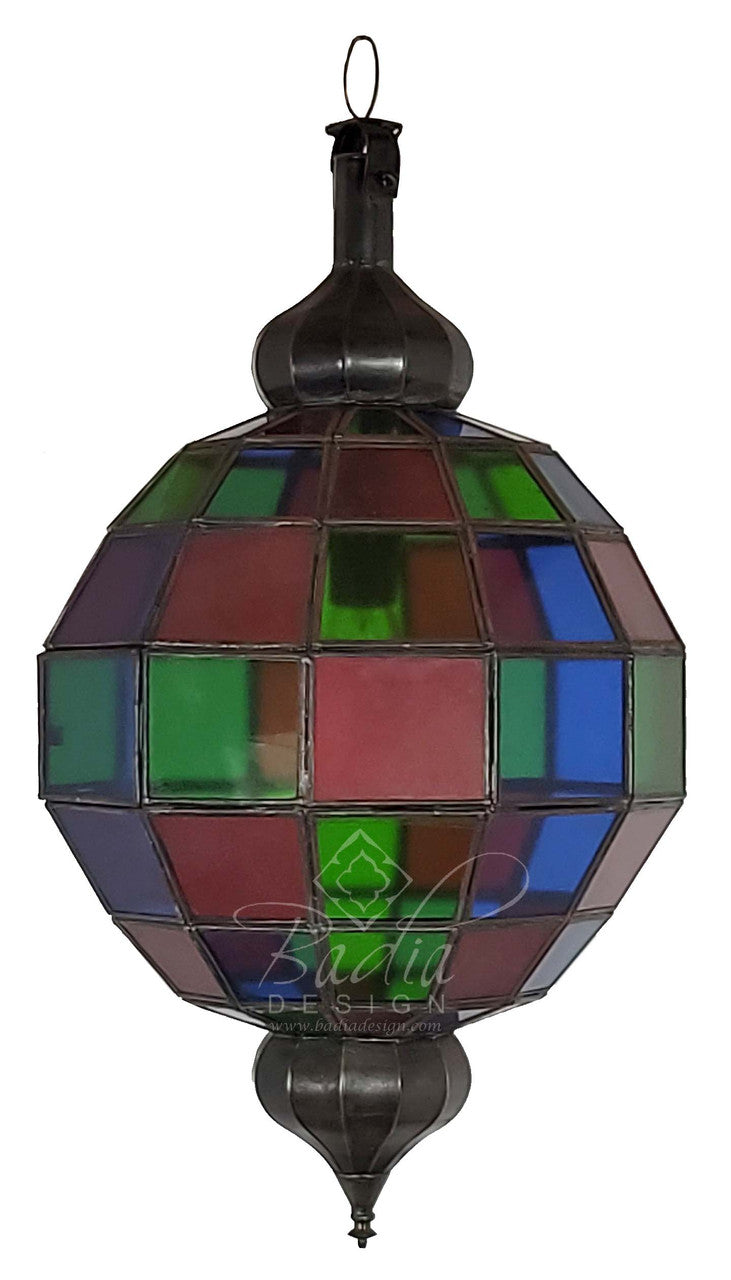 Hanging Multi-Color Glass Lantern