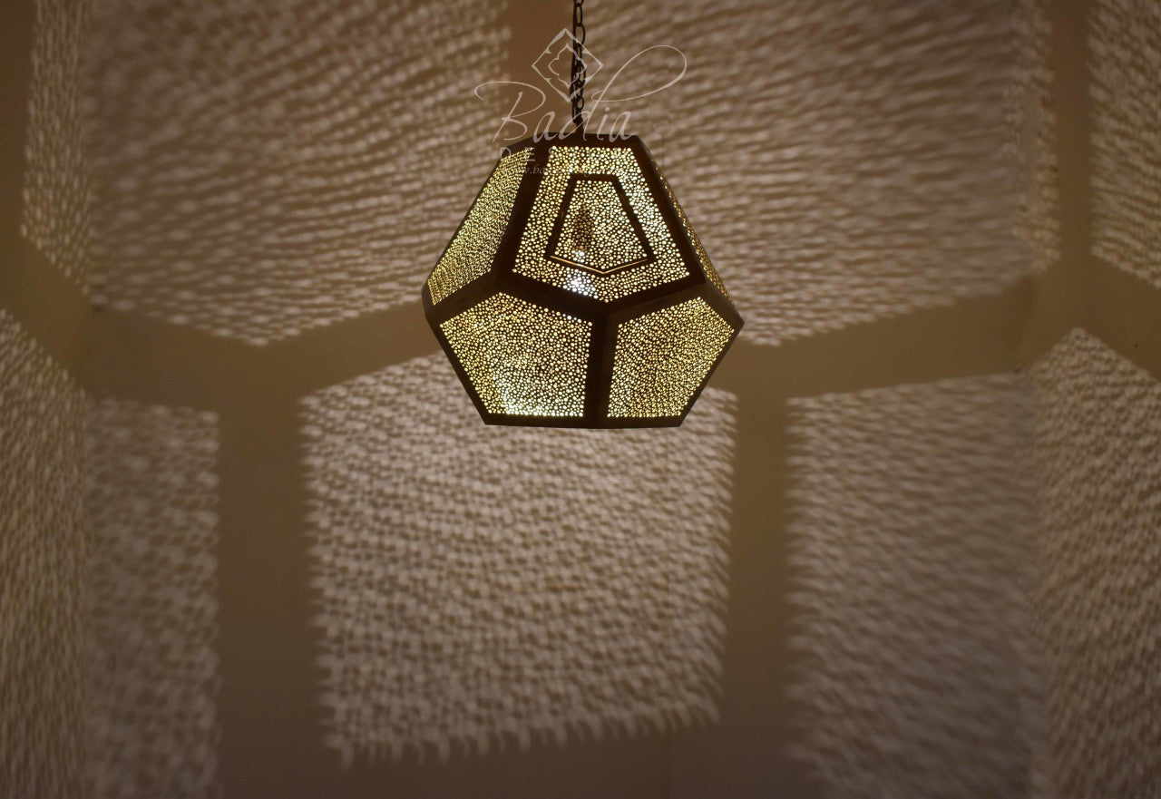 Intricately Designed Brass Chandelier