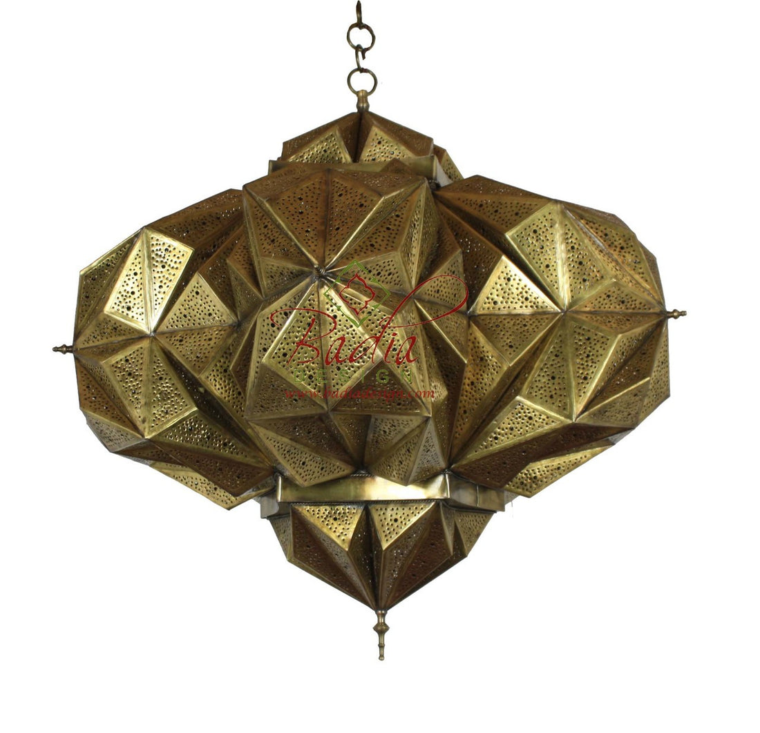 Moroccan Brass Chandelier with Intricate Designs