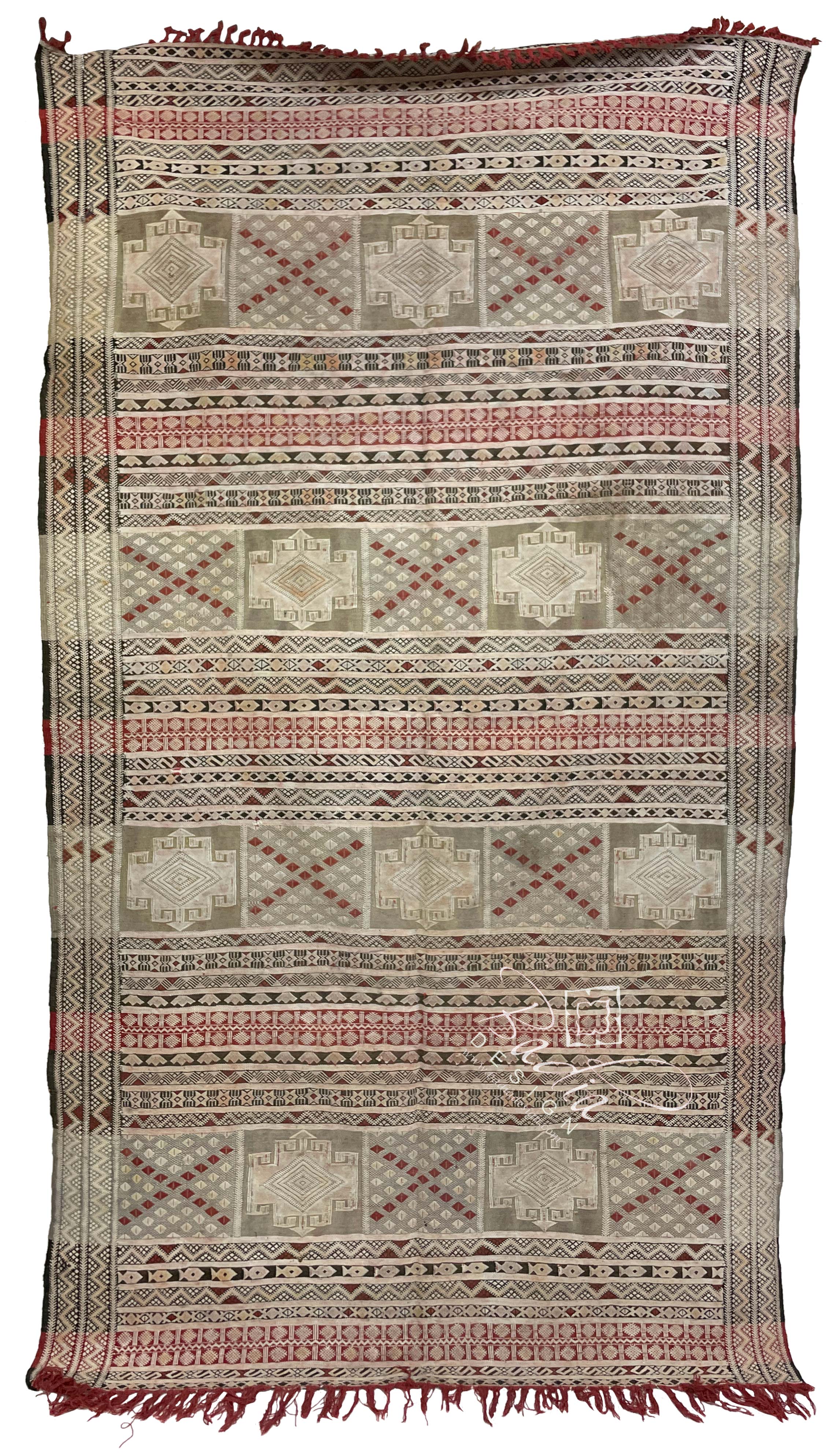Moroccan Kilim Rug with Tribal Designs