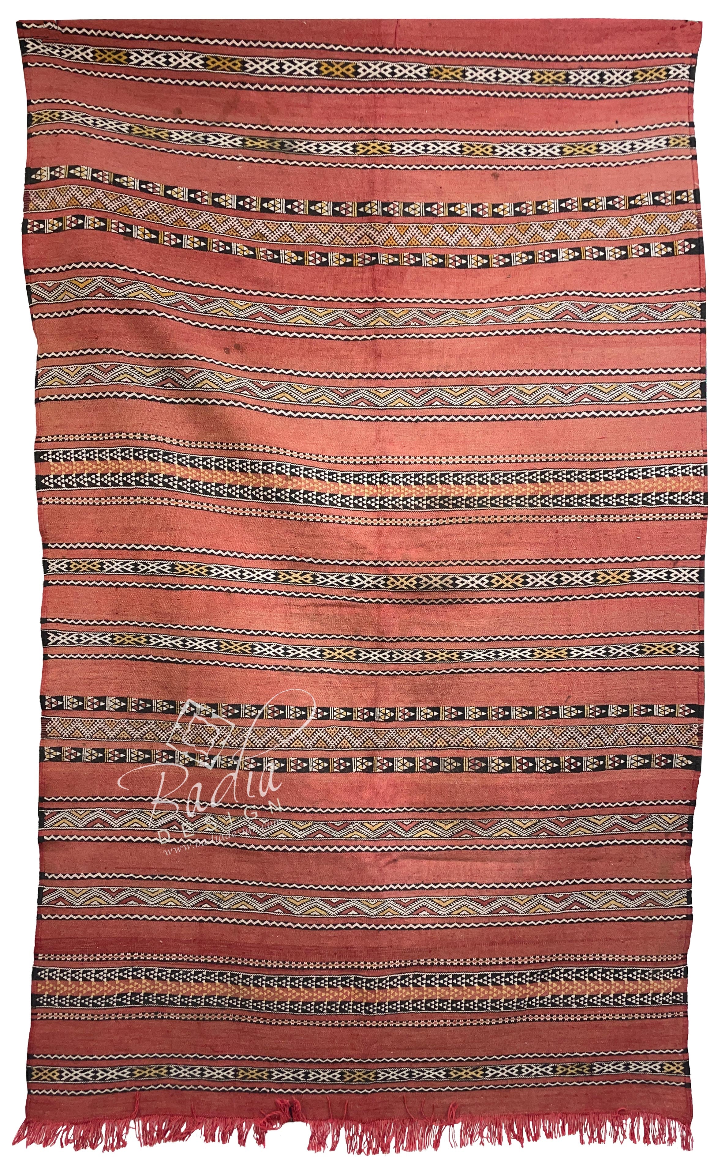 Red Multi-Color Traditional Moroccan Kilim Rug