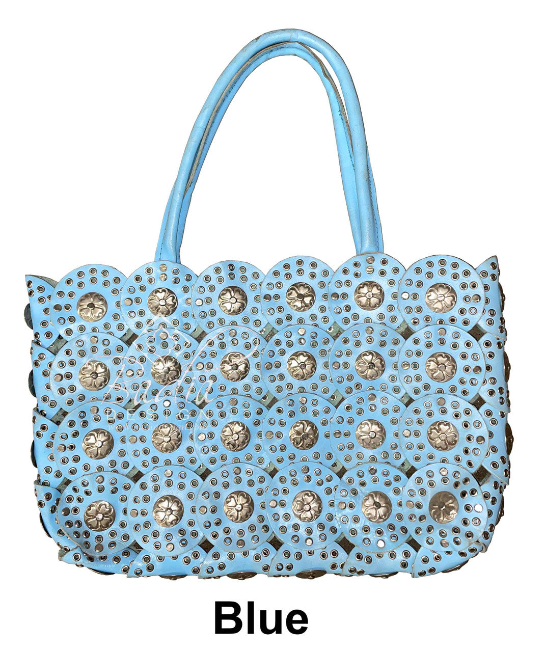 Leather and Studded Metal Handbag