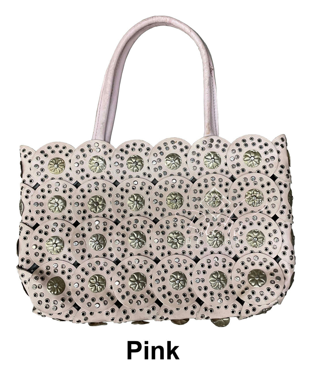 Leather and Studded Metal Handbag