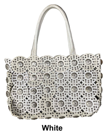 Leather and Studded Metal Handbag