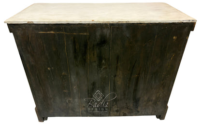 White Mother of Pearl Inlay Dresser with Three Drawers and Light Stained