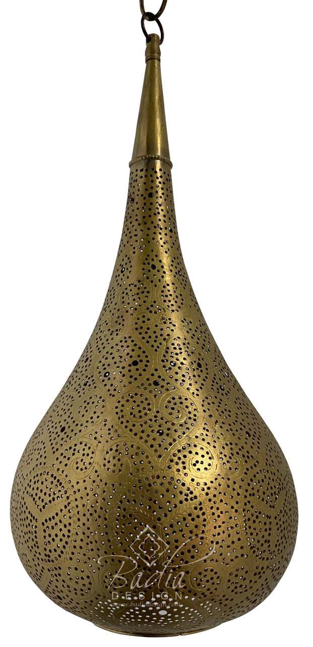 Intricate Teardrop Brass Lantern