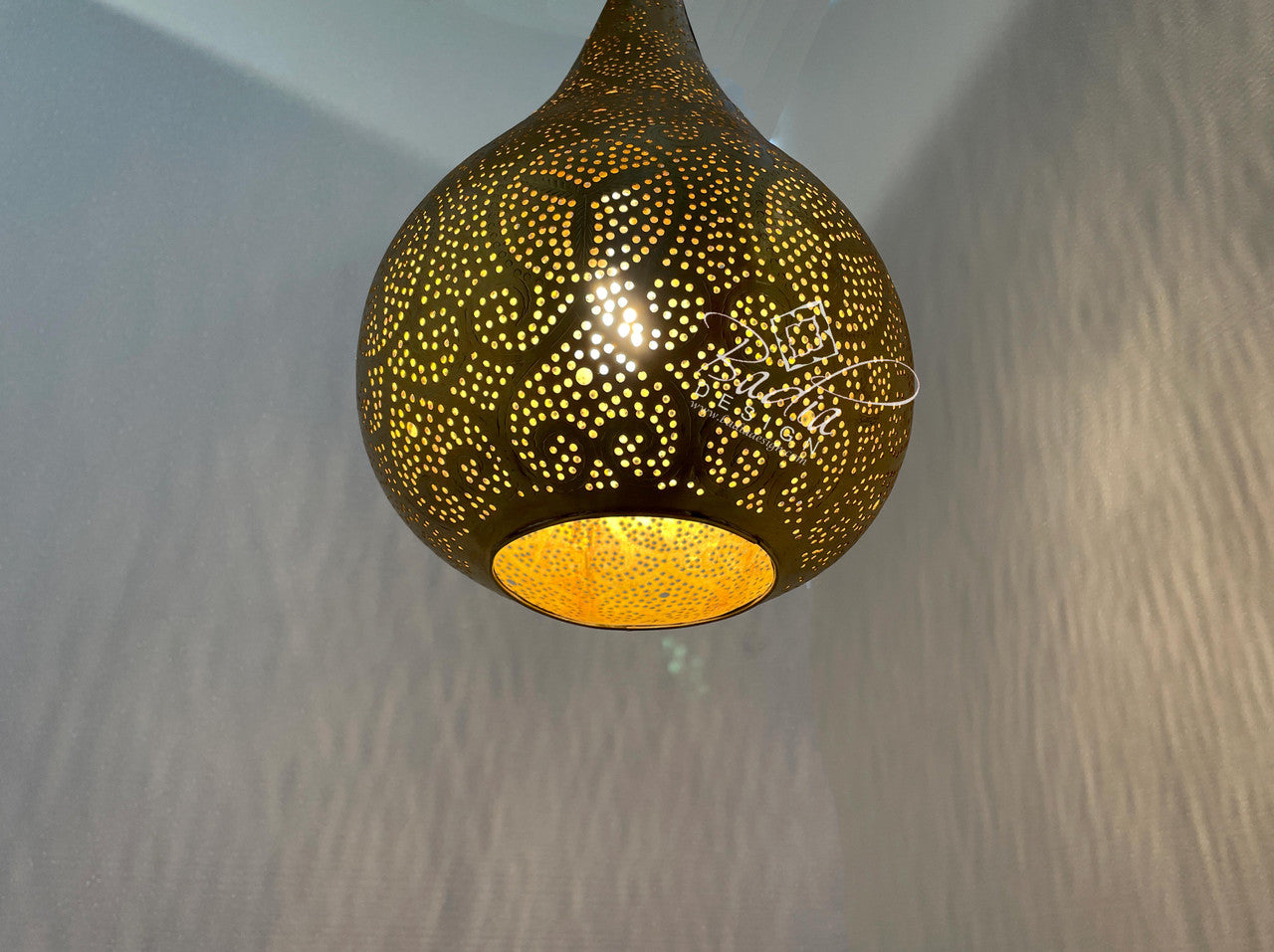 Intricate Teardrop Brass Lantern