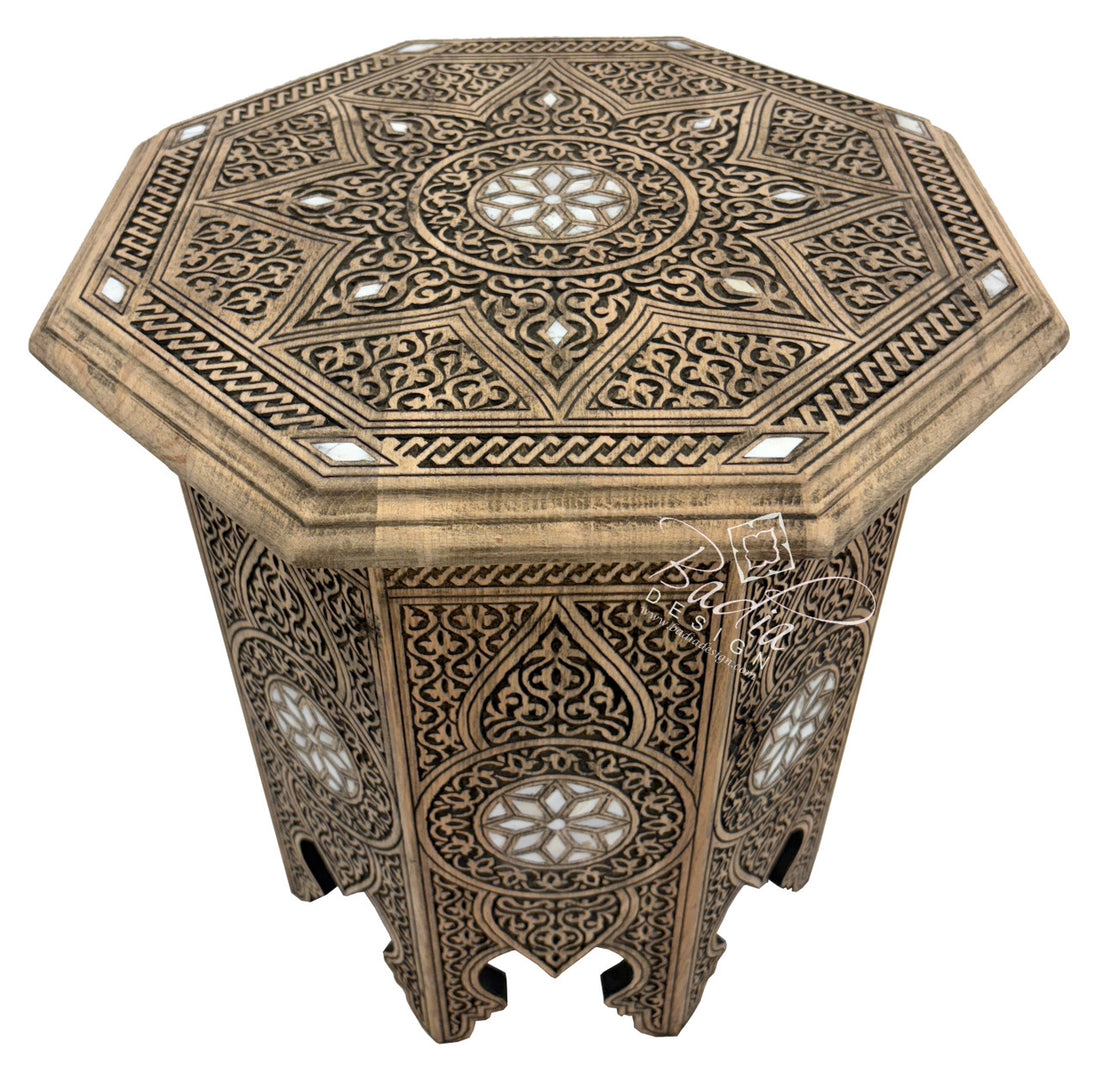 Light Stained Mother of Pearl Inlay Side Table