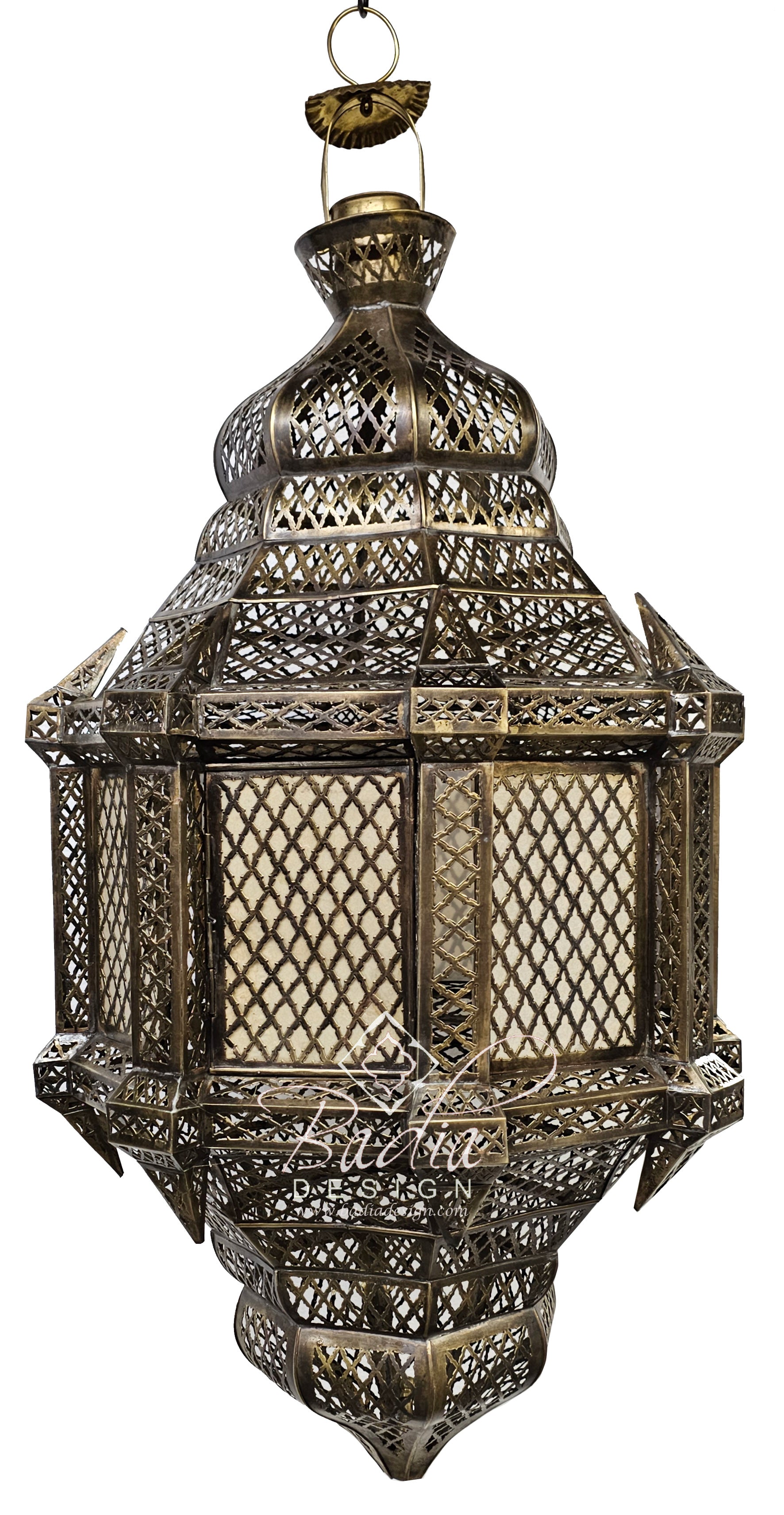 Intricately Designed Brass Chandelier