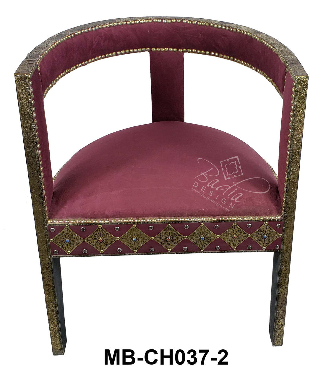 Embossed Metal Bone Inlay Chair with Fabric Seat