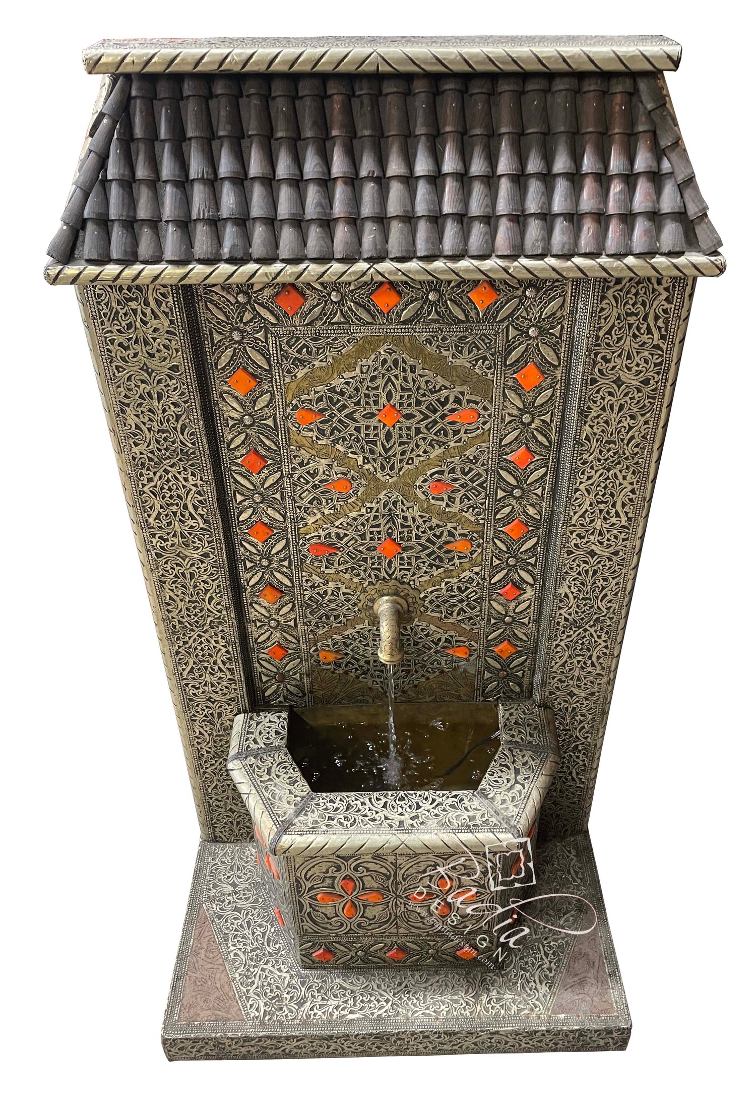 Metal and Orange Bone Wall Fountain