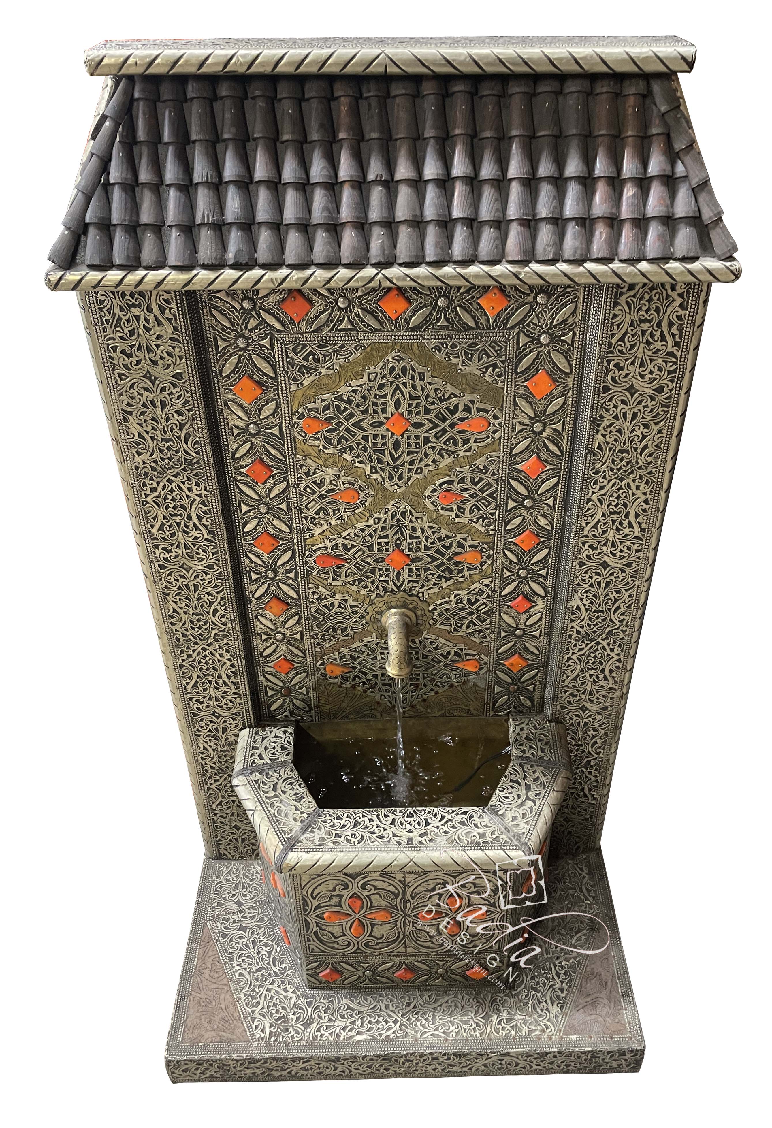 Metal and Orange Bone Wall Fountain