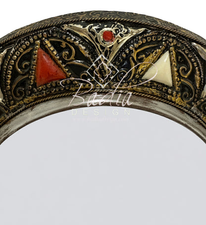 Metal and Bone Makeup Mirror on Stand