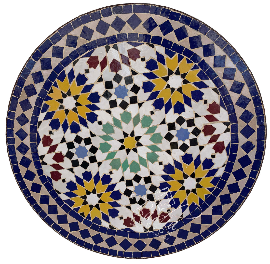24" Intricately Designed Round Tile Table Top