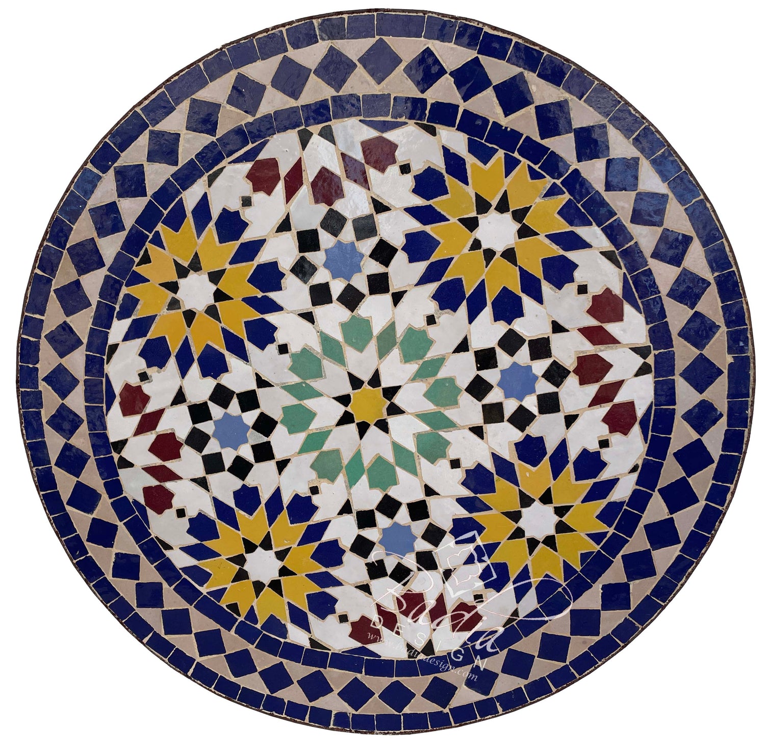 24" Intricately Designed Round Tile Table Top