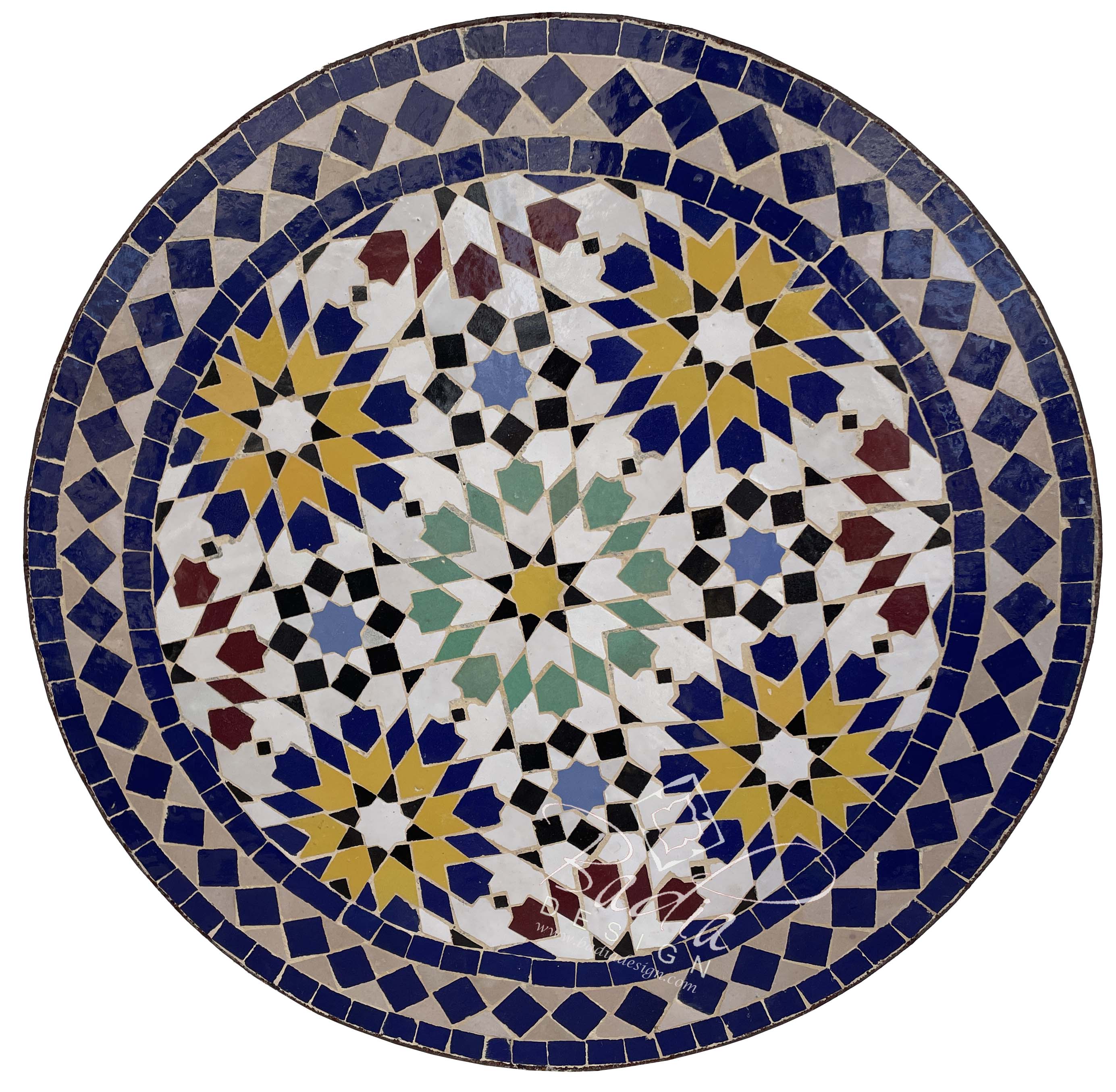 24" Intricately Designed Round Tile Table Top