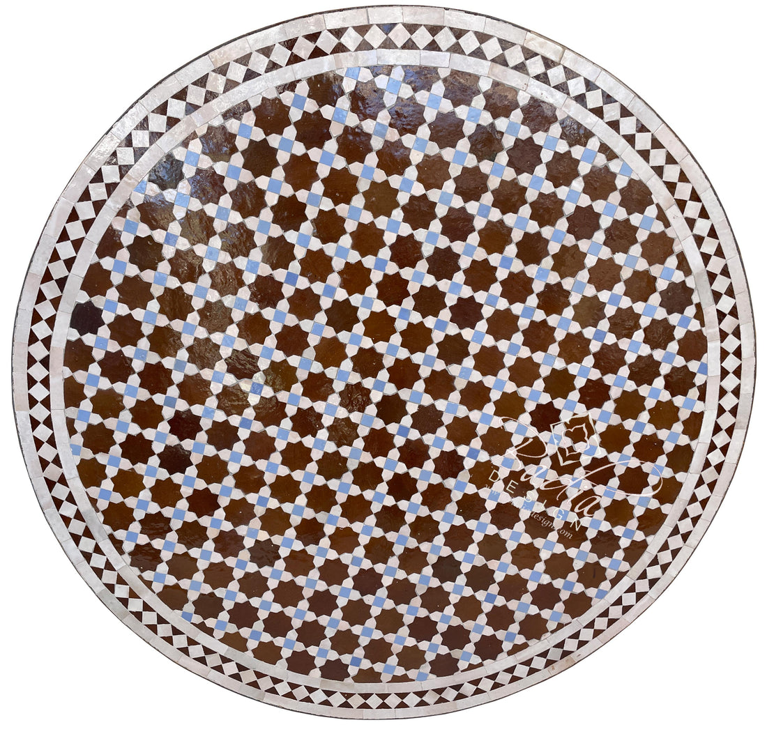 39" Round Multi-Color Moroccan Mosaic Tile Table Top