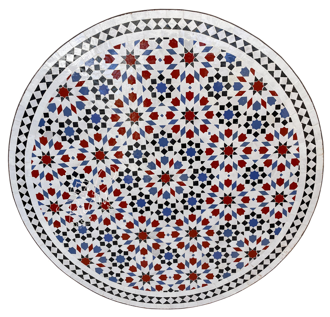 39" Round Moroccan Multi-Color Mosaic Tile Table Top