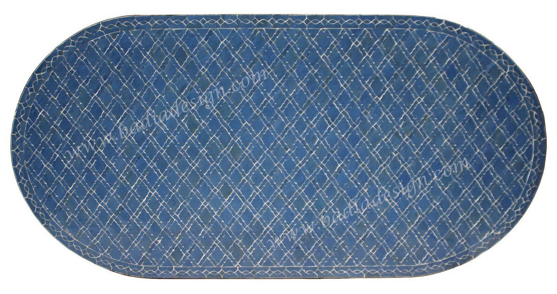 Moroccan Mosaic Oval Tile Table Top