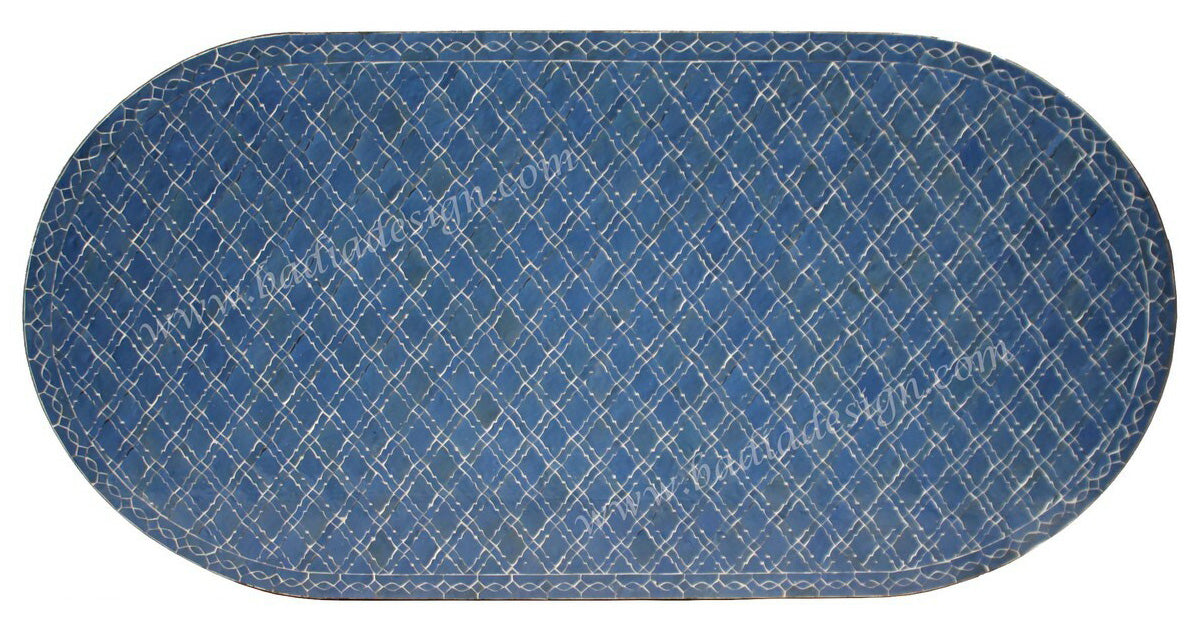 Moroccan Mosaic Oval Tile Table Top