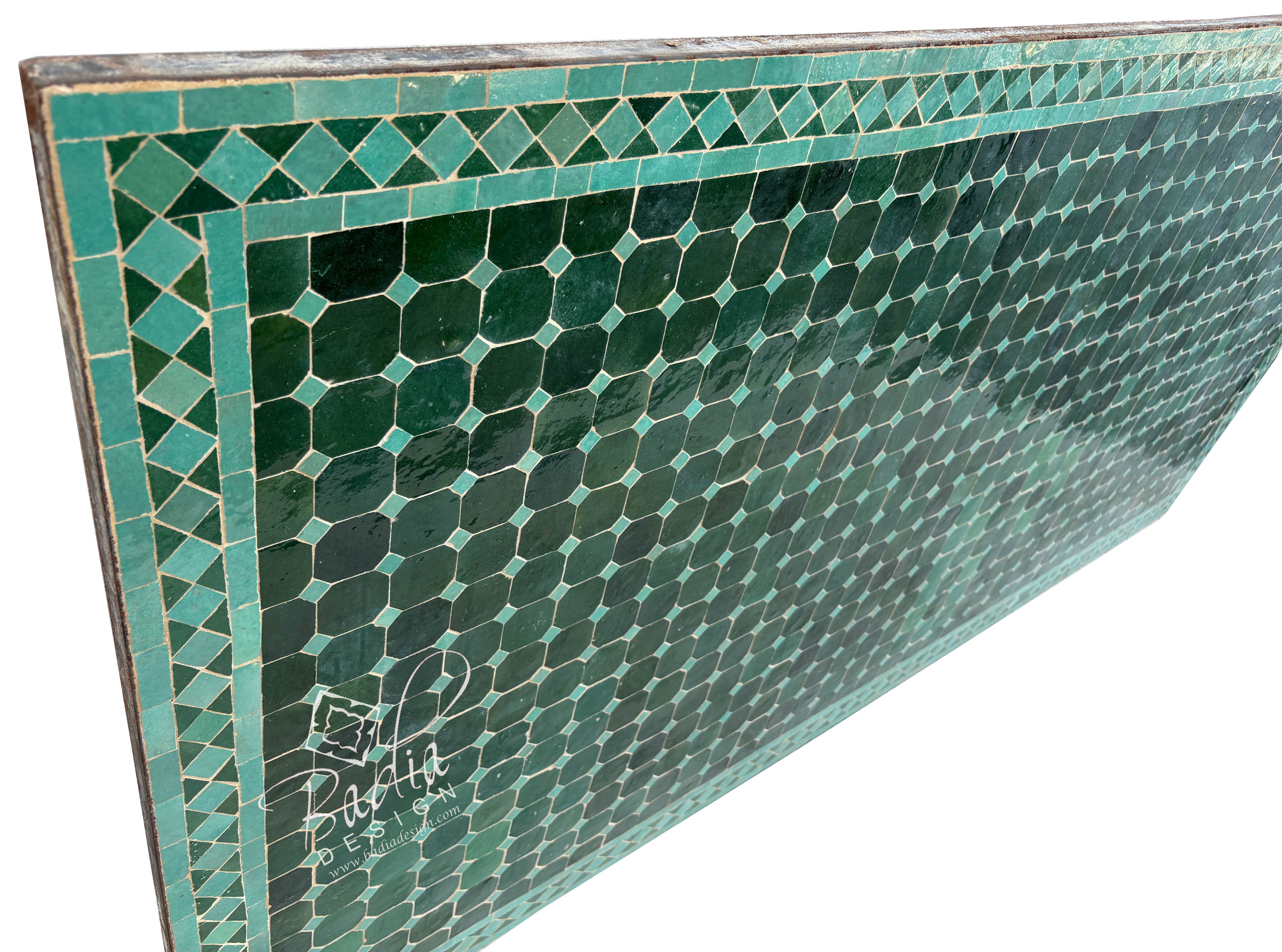 40"W x 80"L Green Rectangular Tile Table Top