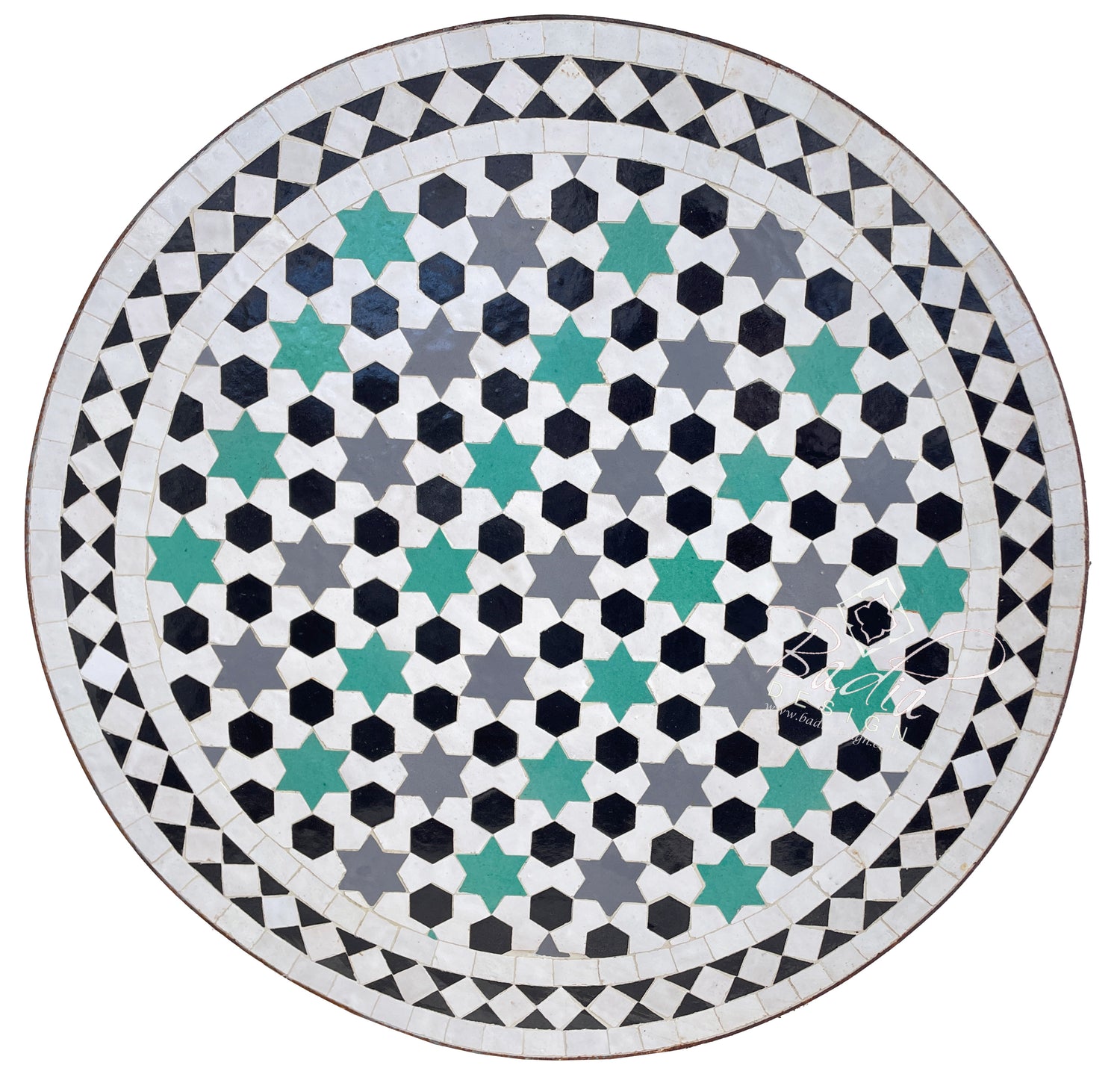24" Multi-Color Round Tile Table Top
