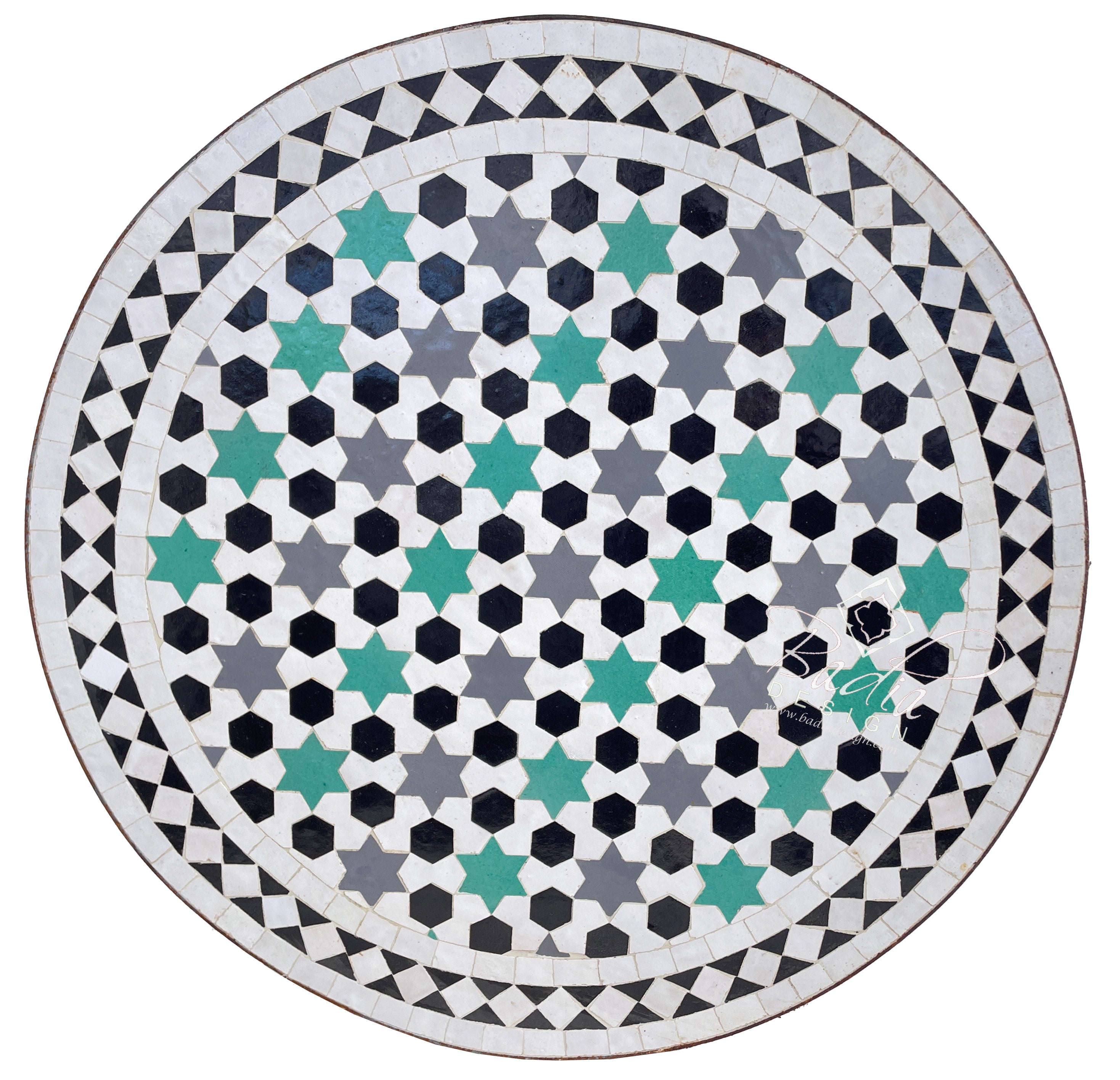 24" Multi-Color Round Tile Table Top