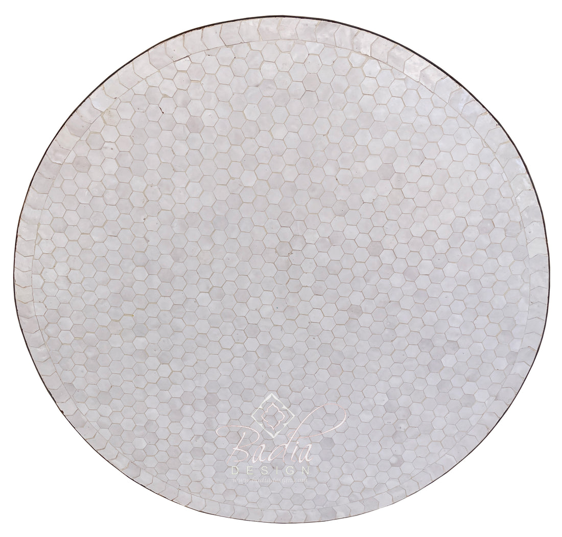 32" White Mosaic Tile Table Top