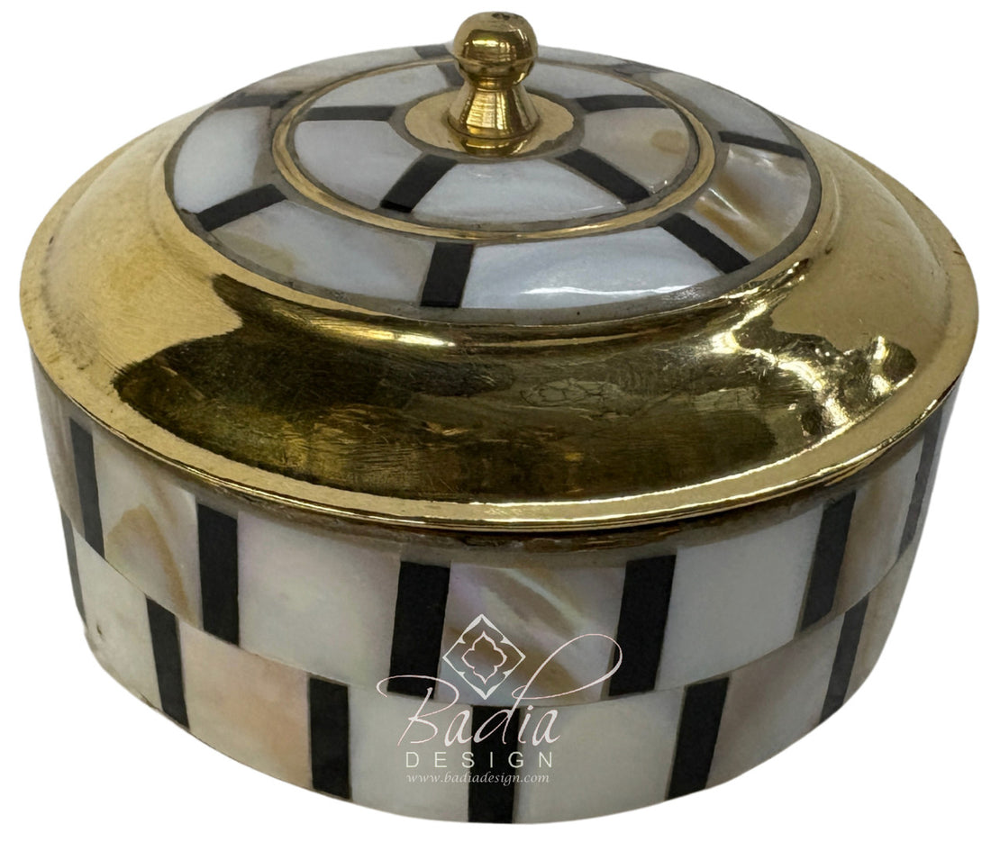 Handmade Round Mother of Perl Trinket Container