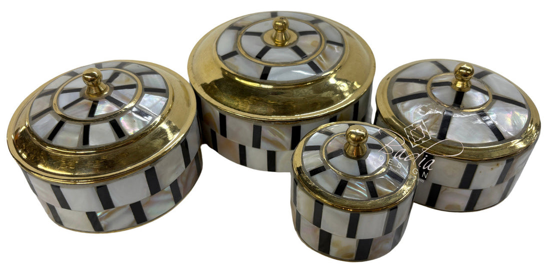 Handmade Round Mother of Perl Trinket Container