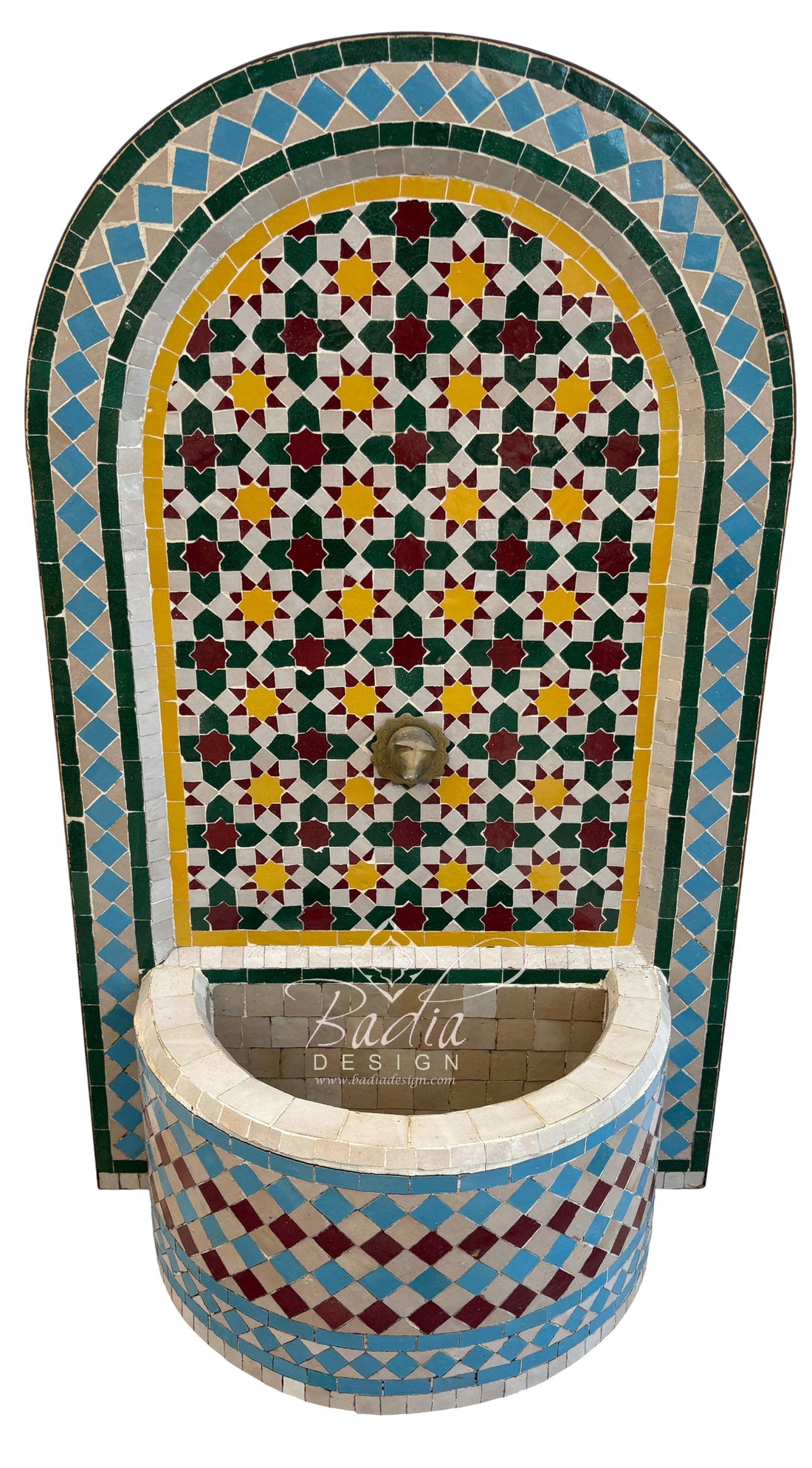 Moroccan Multi-Color Arch Top Mosaic Tile Water Fountain